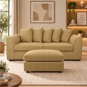 Dylan Jumbo Cord Full Back 3 Seater Sofa & Footstool