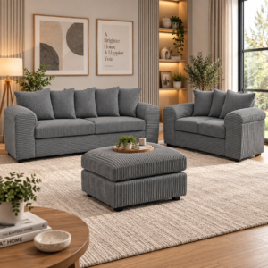 Dylan Jumbo Cord Full Back 3+2 Seater Sofa & Footstool
