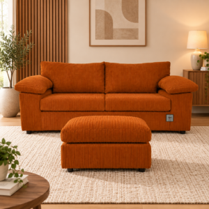 Dylan Jumbo Cord 2 Seater Sofa & Footstool